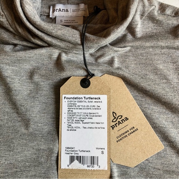 NWT prAna Gray Lightweight Turtleneck Long Sleeve Top Size S - Picture 4 of 5